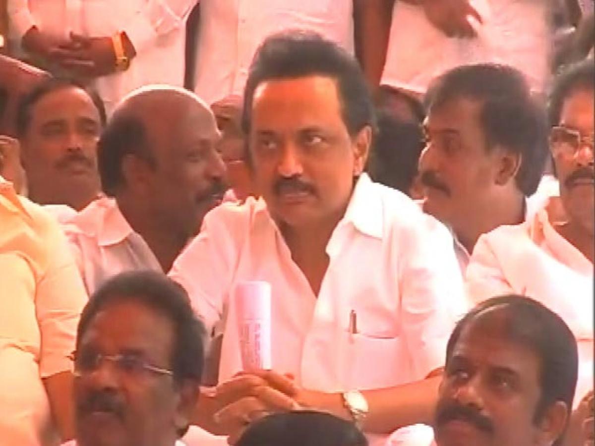 MK Stalin stages protest on Marina Beach over DMK legislators being evicted from TN Assembly